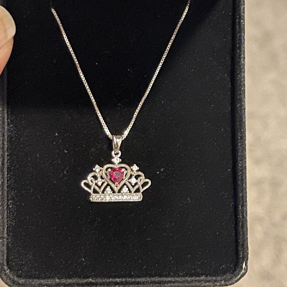 Kay Jewelers Sterling Silver Lab-created Ruby Crown Pendant